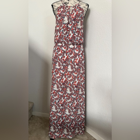 Collective Concepts Dresses & Skirts - Collective Concepts Red, Blue, and Cream Maxi Dress